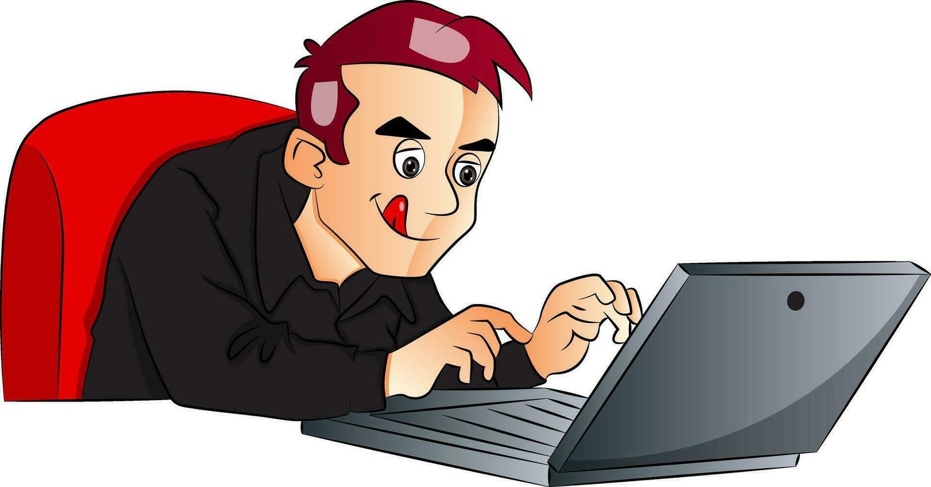 Vector of businessman using laptop.