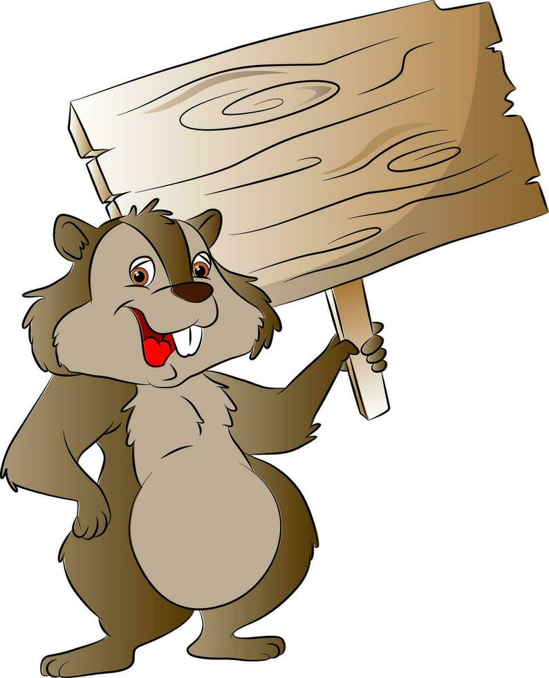 Vector of rabbit holding wooden sign.