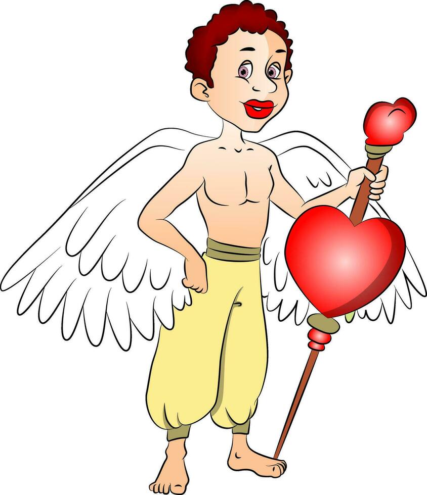 vector de hada chico con un corazón forma símbolo en arco.