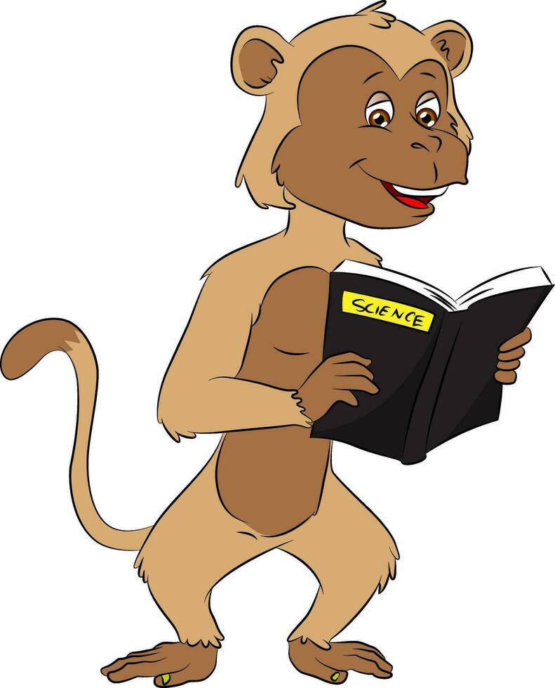 Vector of monkey reading science book.