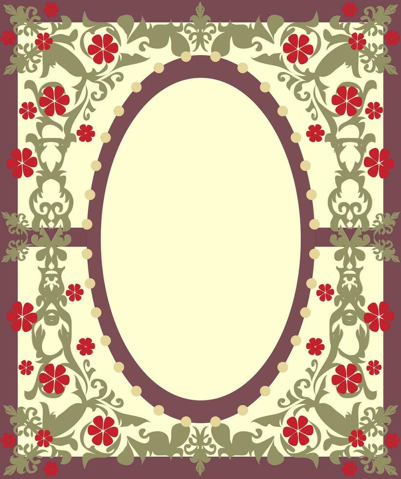 Vintage invitation card with ornate elegant retro abstract floral design vector