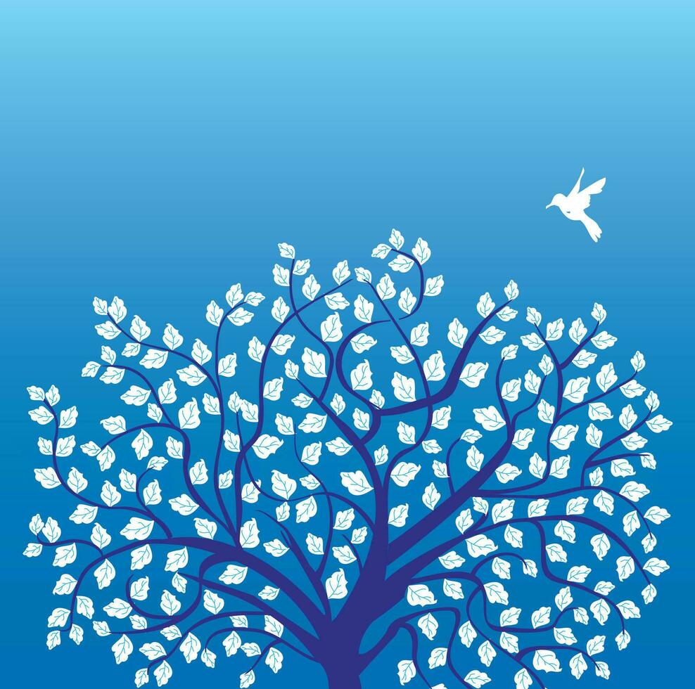 Clásico invitación tarjeta con elegante retro resumen floral árbol diseño con pájaro vector