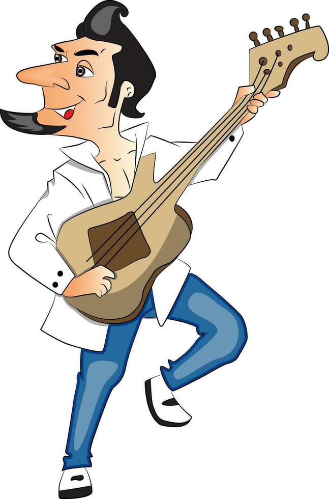 Vector of happy young man playing guitar.
