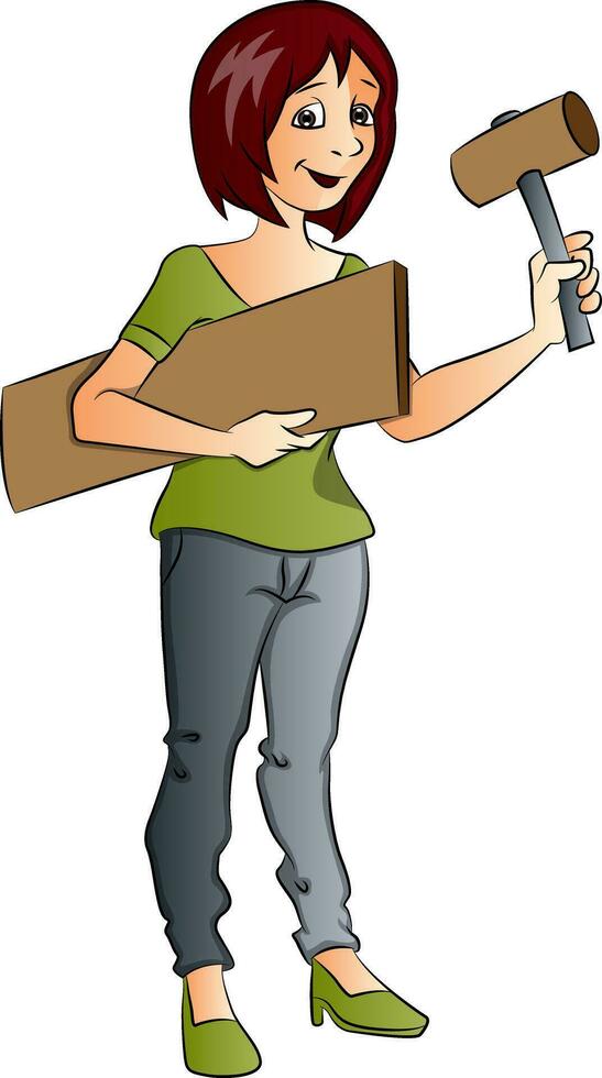 Vector of female construction worker.