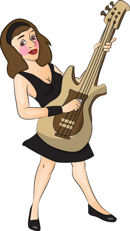 Vector of young woman playing guitar.