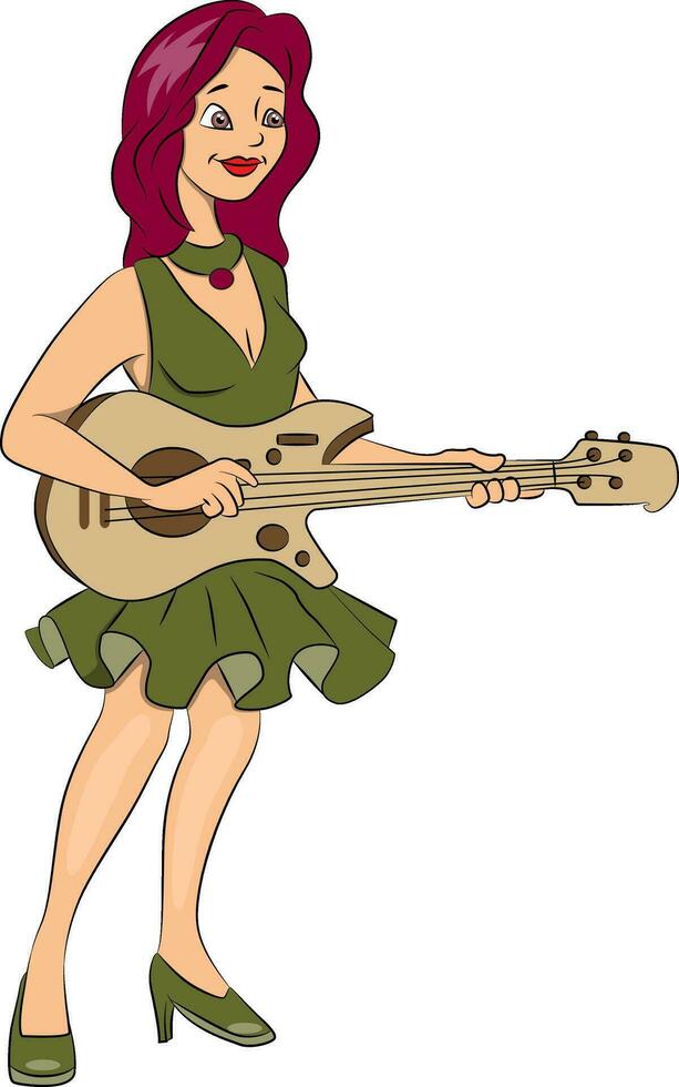 Vector of woman playing guitar.