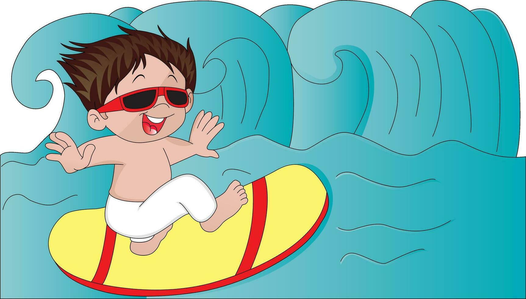 Vector of boy surfing.
