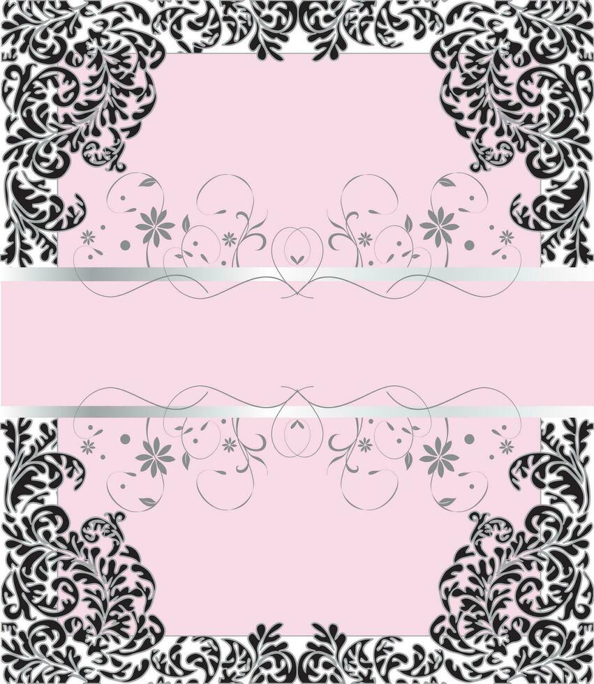 Vintage invitation card with ornate elegant retro abstract floral design vector