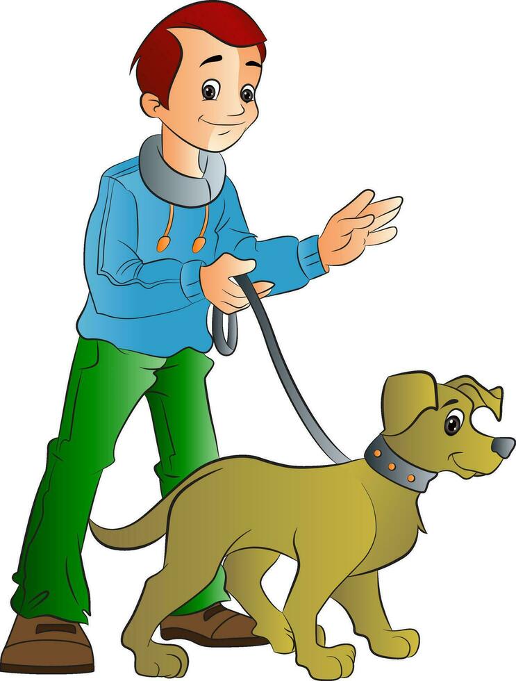 Man Walking a Dog, illustration vector