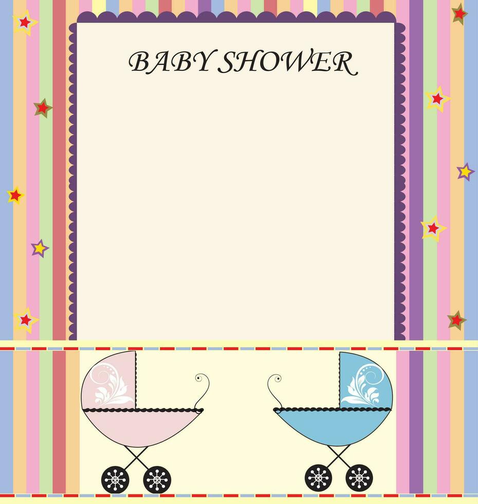 Vintage baby shower invitation card with elegant retro abstract colorful stars and stripes design vector