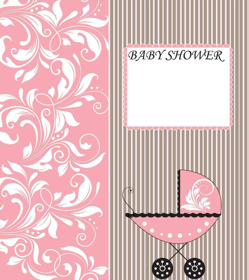 Clásico bebé ducha invitación tarjeta con florido elegante retro resumen floral diseño vector