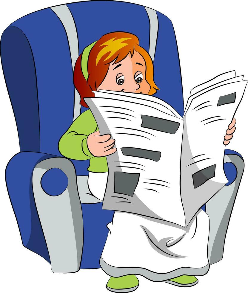 Vector of woman reading newspaper.