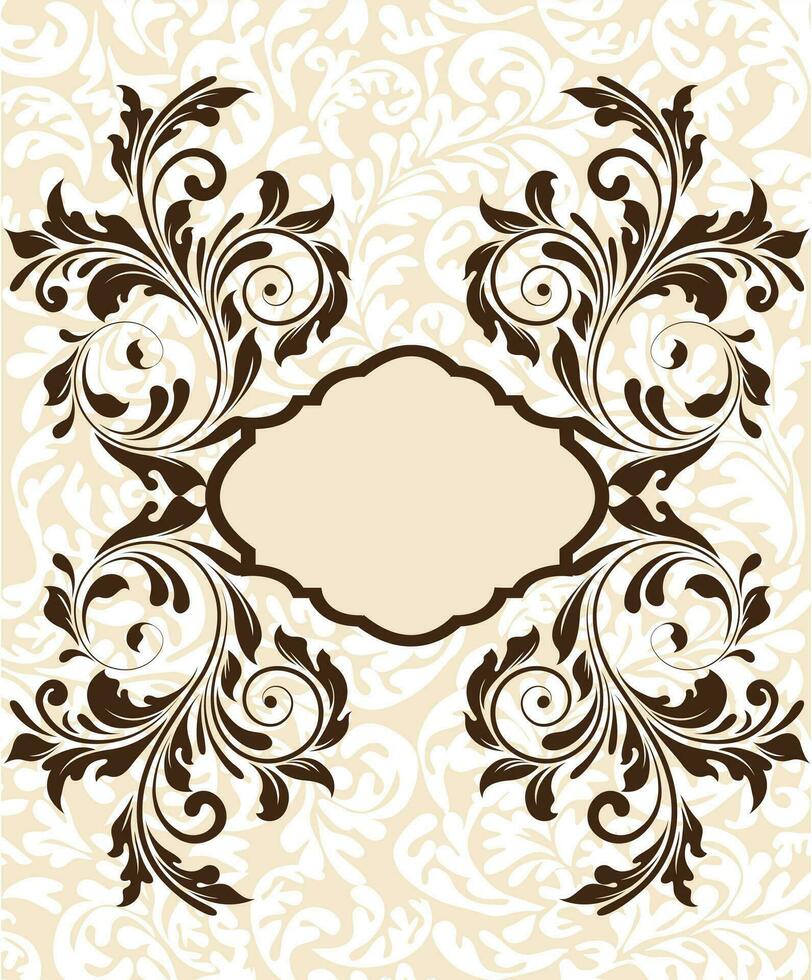 Vintage invitation card with ornate elegant abstract floral design vector