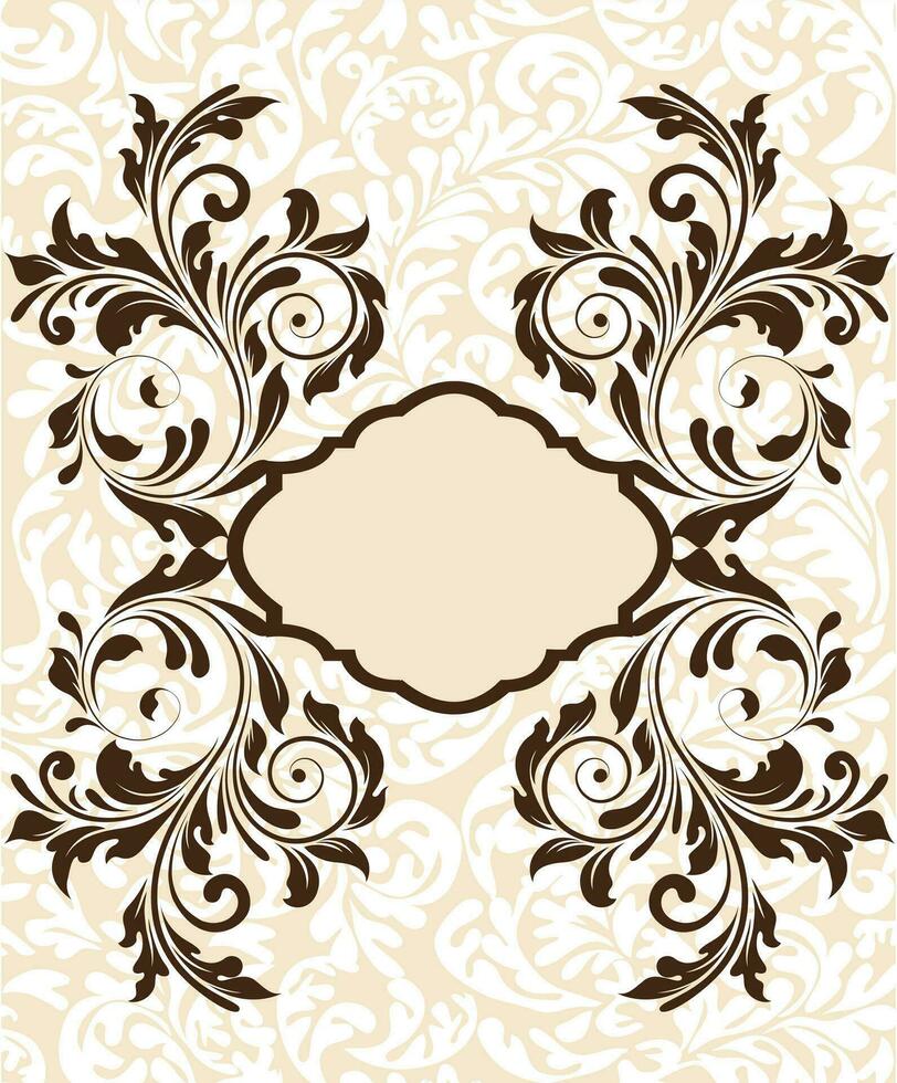 tarjeta de invitación vintage con diseño floral abstracto elegante adornado vector