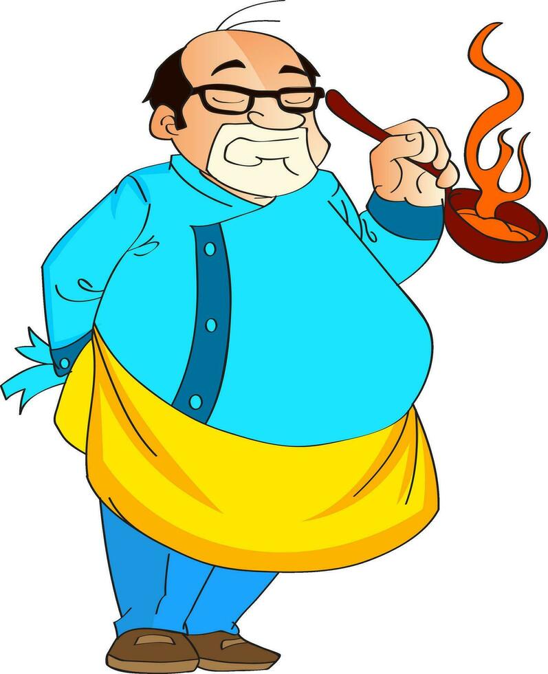 masculino cocinar participación un caliente cacerola, ilustración vector