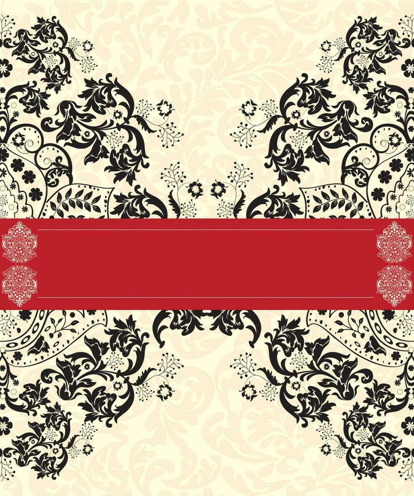 tarjeta de invitación vintage con diseño floral abstracto elegante adornado vector