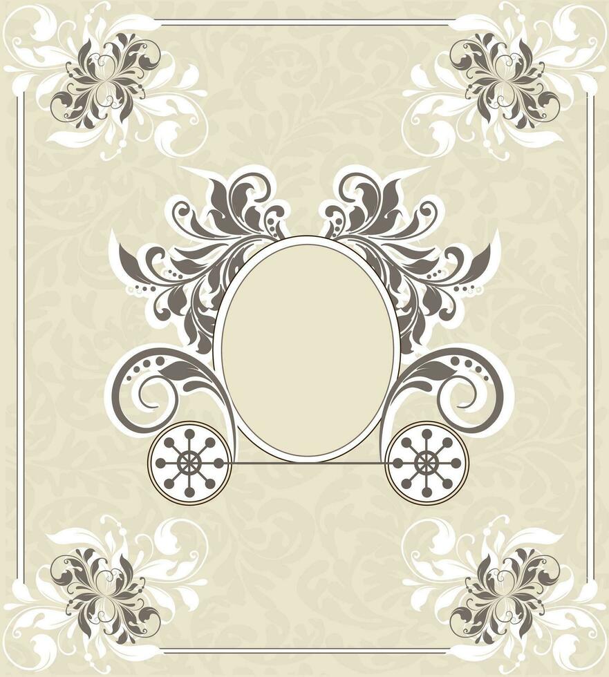 Vintage invitation card with ornate elegant abstract floral design vector