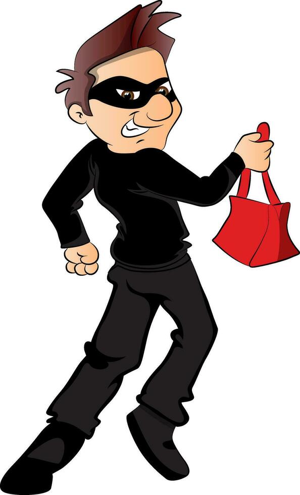 Vector of thief running with stolen handbag.