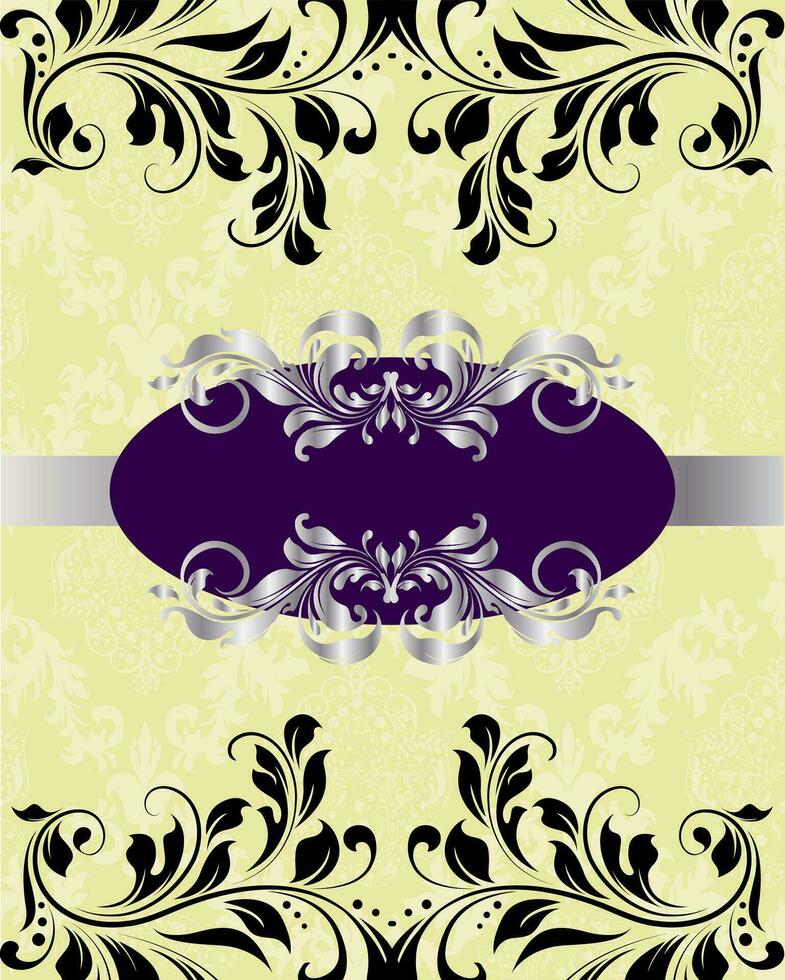 tarjeta de invitación vintage con diseño floral abstracto elegante adornado vector