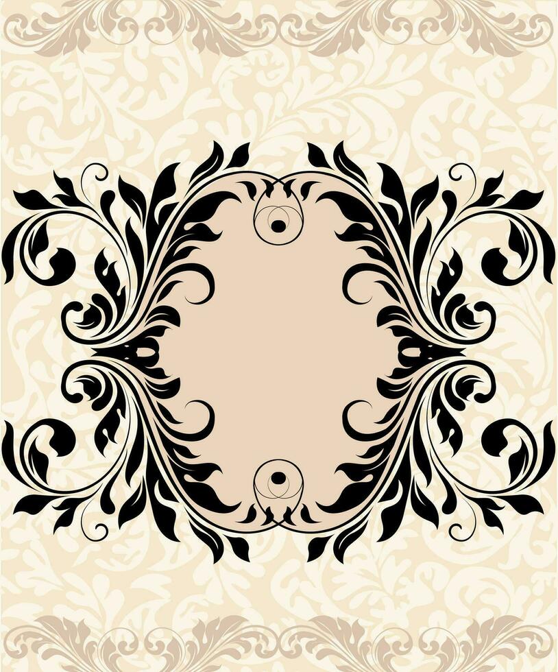 Vintage invitation card with ornate elegant abstract floral design vector
