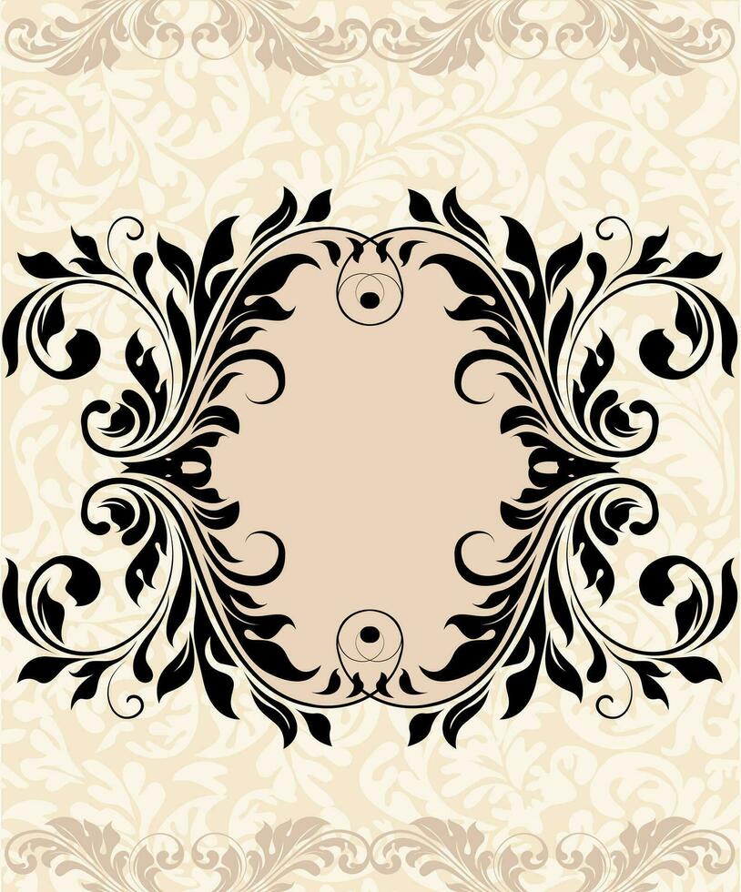 tarjeta de invitación vintage con diseño floral abstracto elegante adornado vector