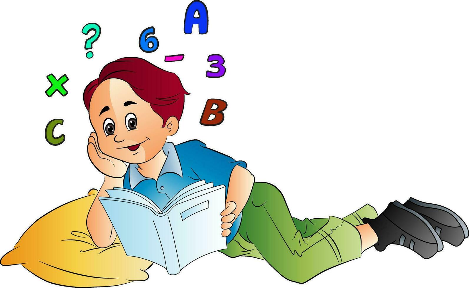 Boy Studying Math, illustration vector
