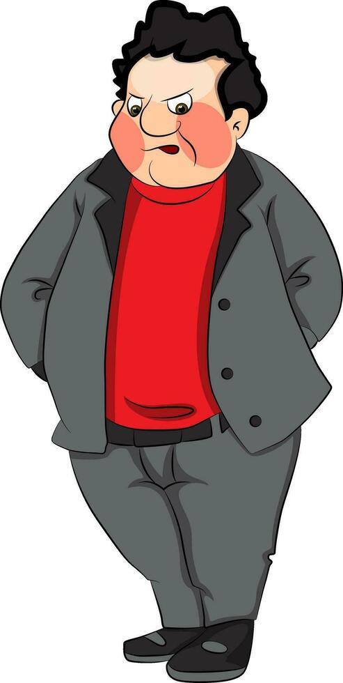 Vector of an angry fat man.