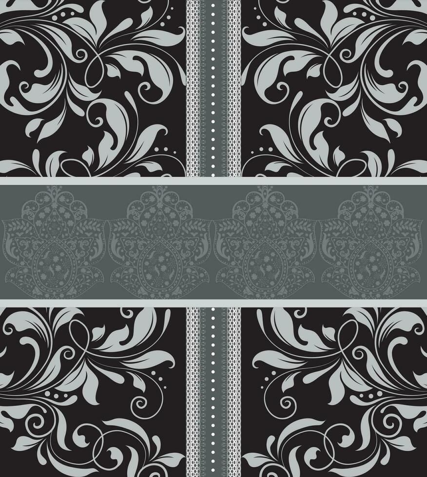 Vintage invitation card with ornate elegant abstract floral design vector