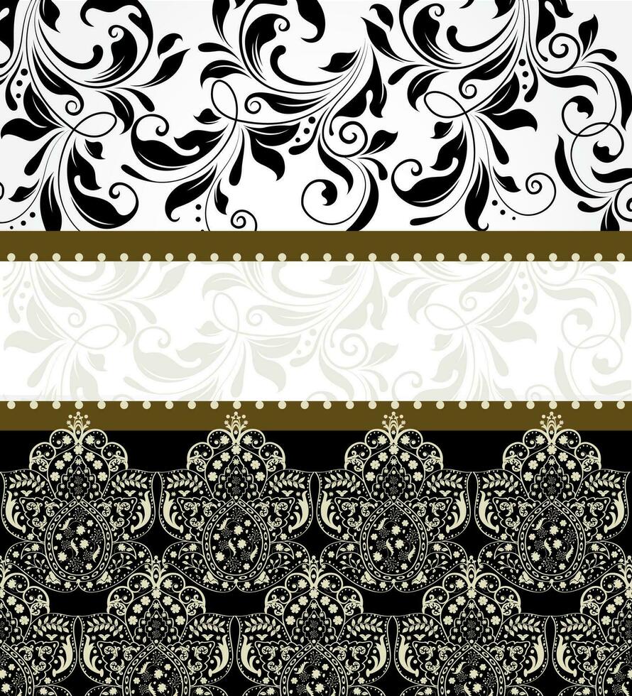 Vintage invitation card with ornate elegant abstract floral design vector
