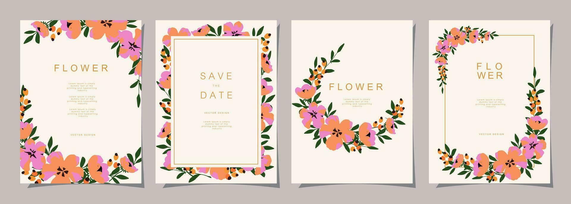 Floral template set for poster, card, cover, label, banner, invitation in beautiful luxury botanical style and Elegant garden vector design templates with flowers and plants.