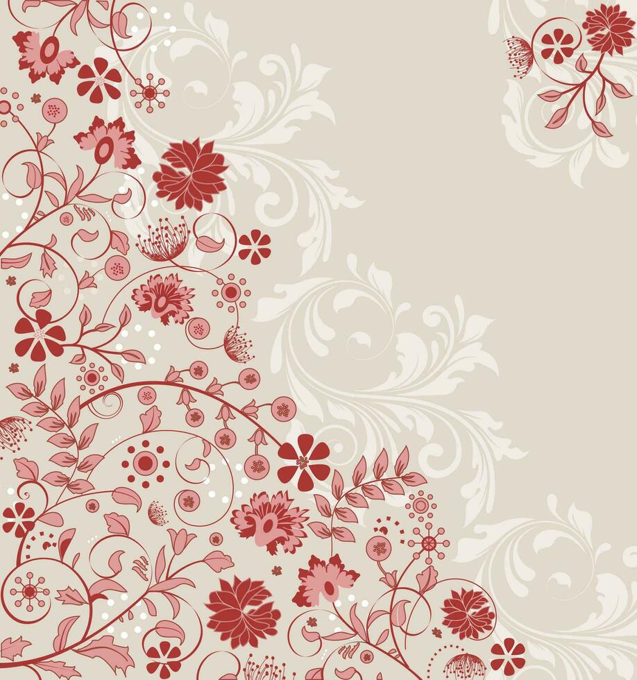 tarjeta de invitación vintage con diseño floral abstracto retro elegante adornado vector