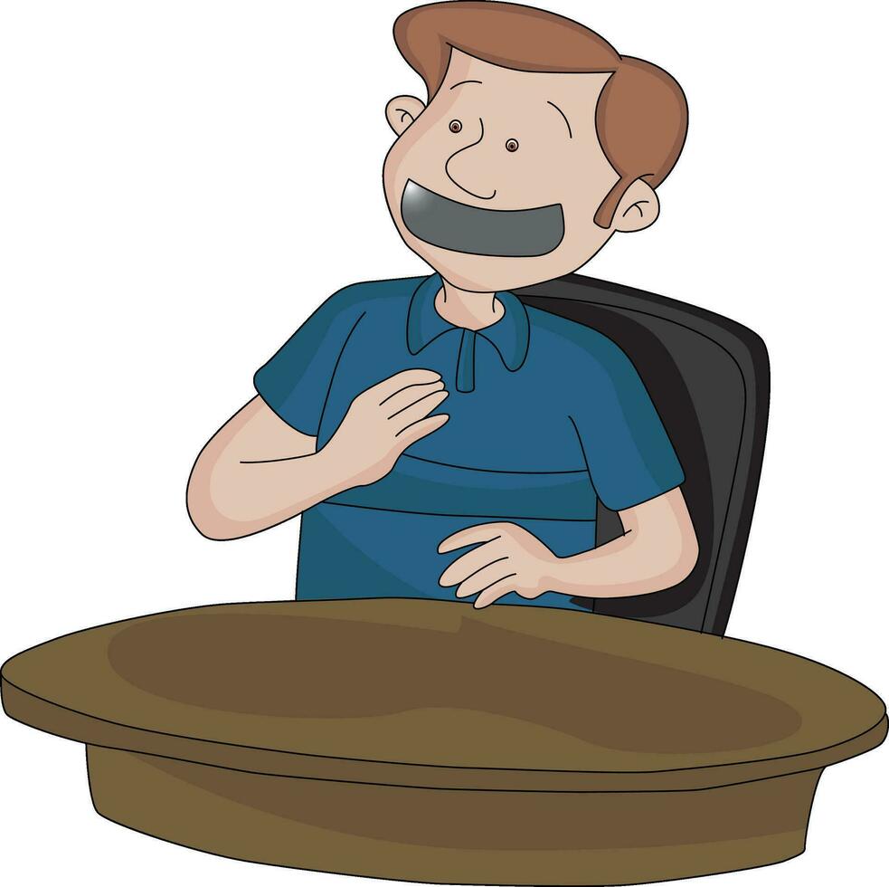 Vector of a man with duct tape on mouth.
