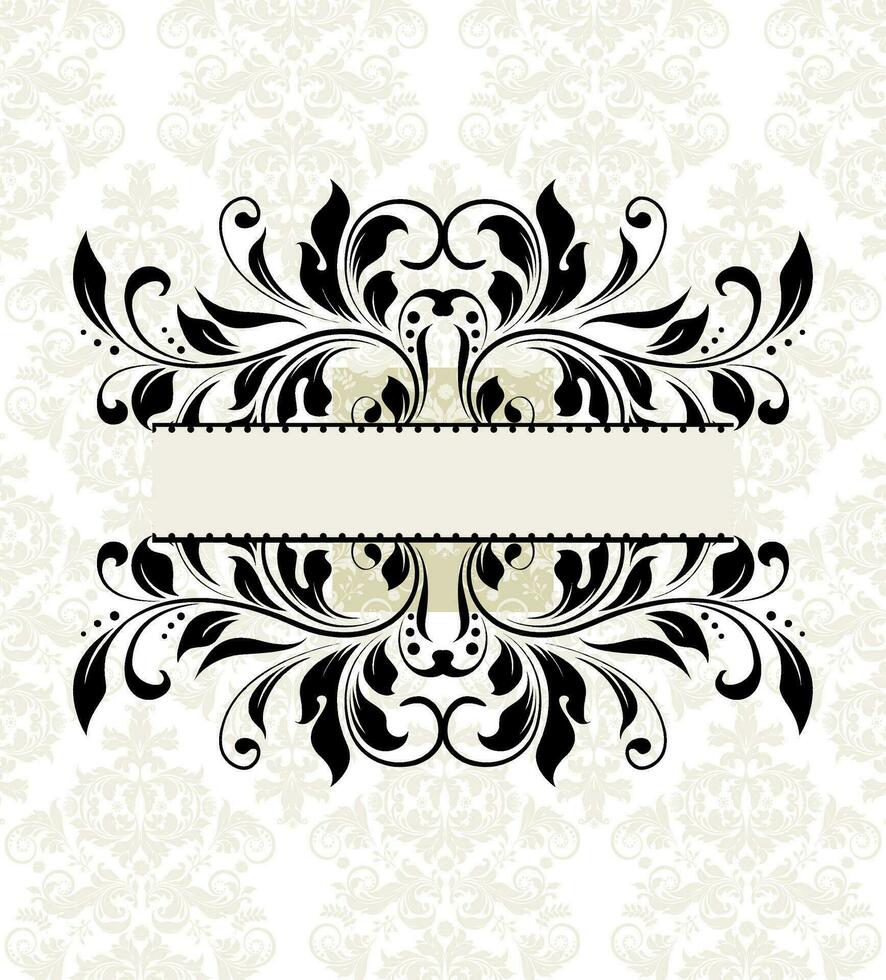 Vintage invitation card with ornate elegant abstract floral design vector