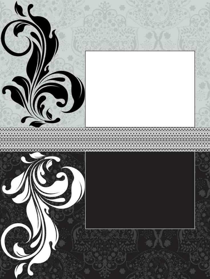 Vintage invitation card with ornate elegant abstract floral design vector