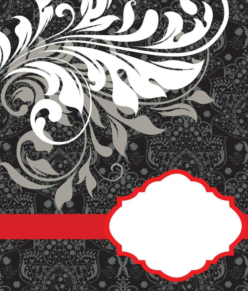 Vintage invitation card with ornate elegant abstract floral design vector