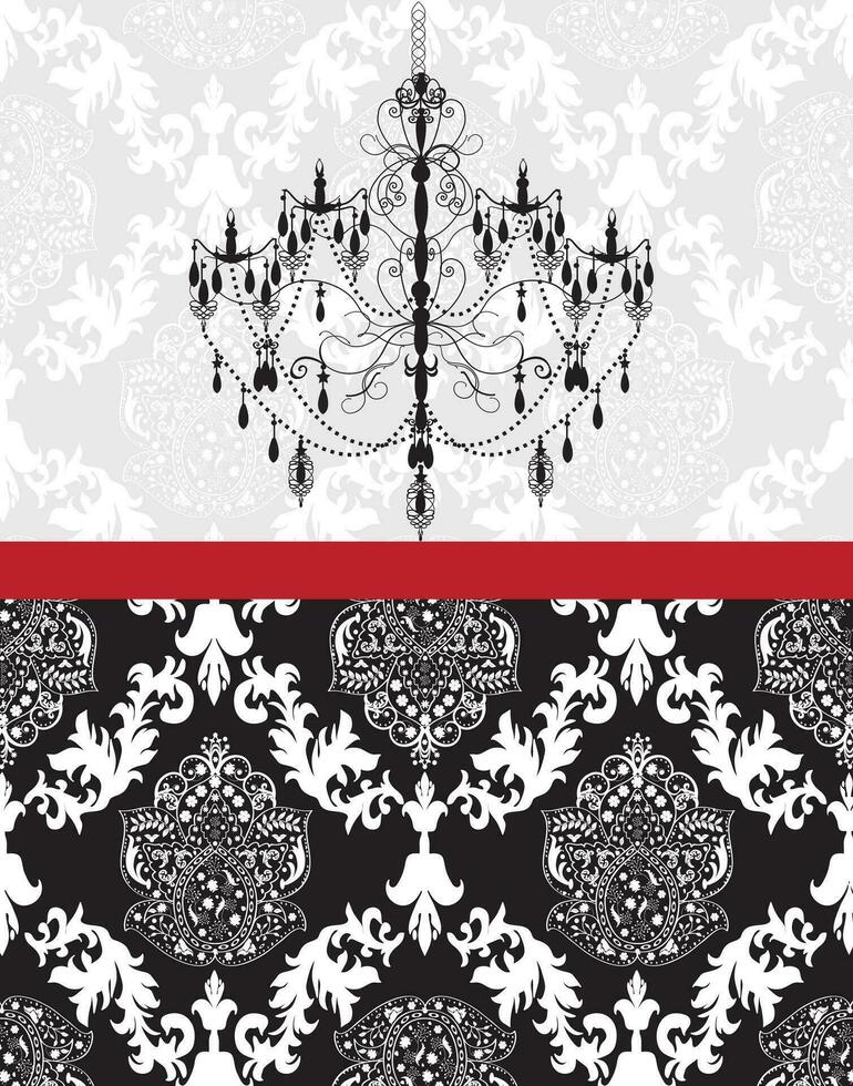 Vintage invitation card with ornate elegant abstract floral design vector