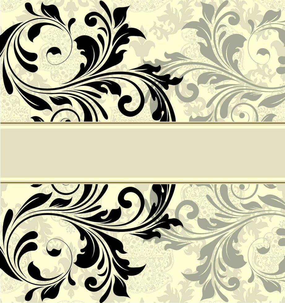 Vintage invitation card with ornate elegant abstract floral design vector