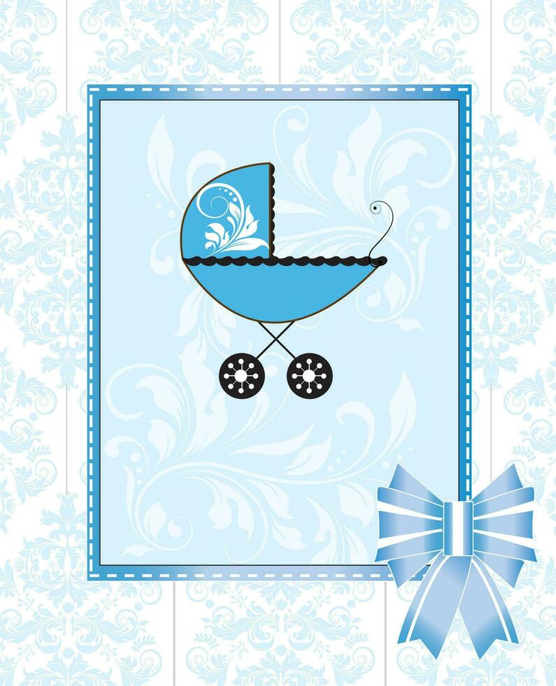 Vintage baby shower invitation card with ornate elegant retro abstract floral design vector