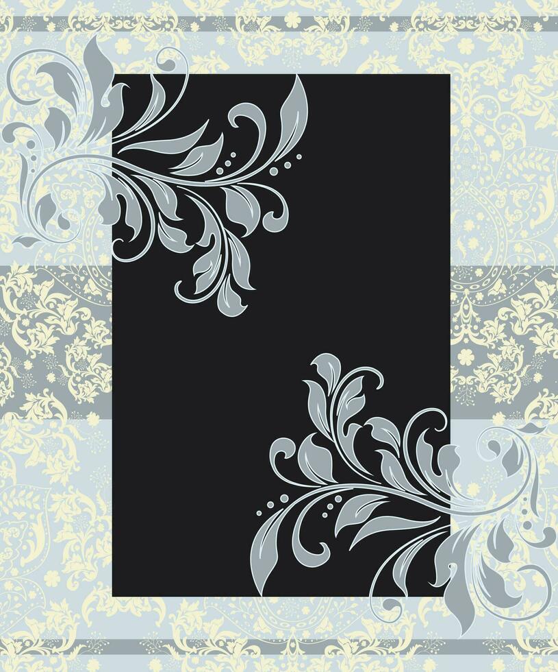 tarjeta de invitación vintage con diseño floral abstracto elegante adornado vector