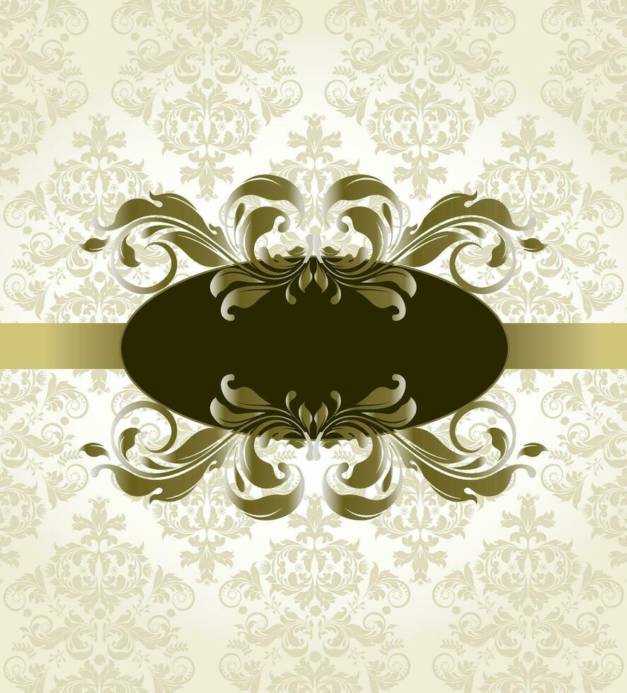 Vintage invitation card with ornate elegant abstract floral design vector