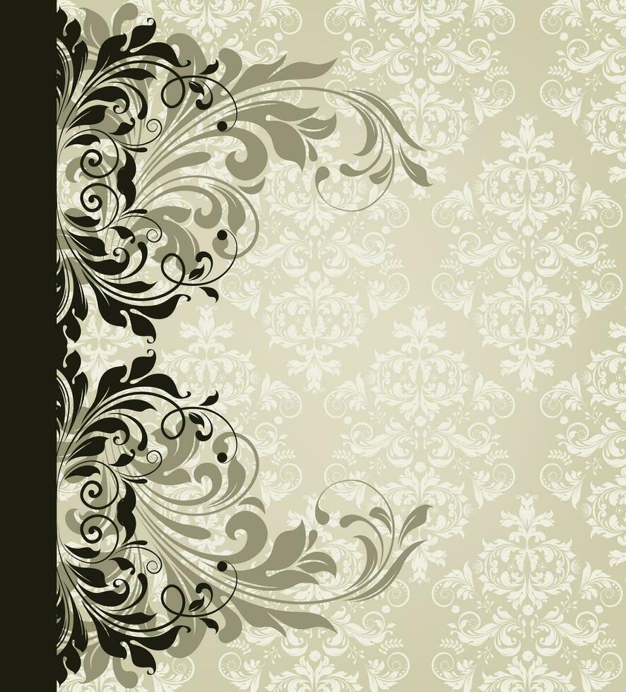 Vintage invitation card with ornate elegant abstract floral design vector