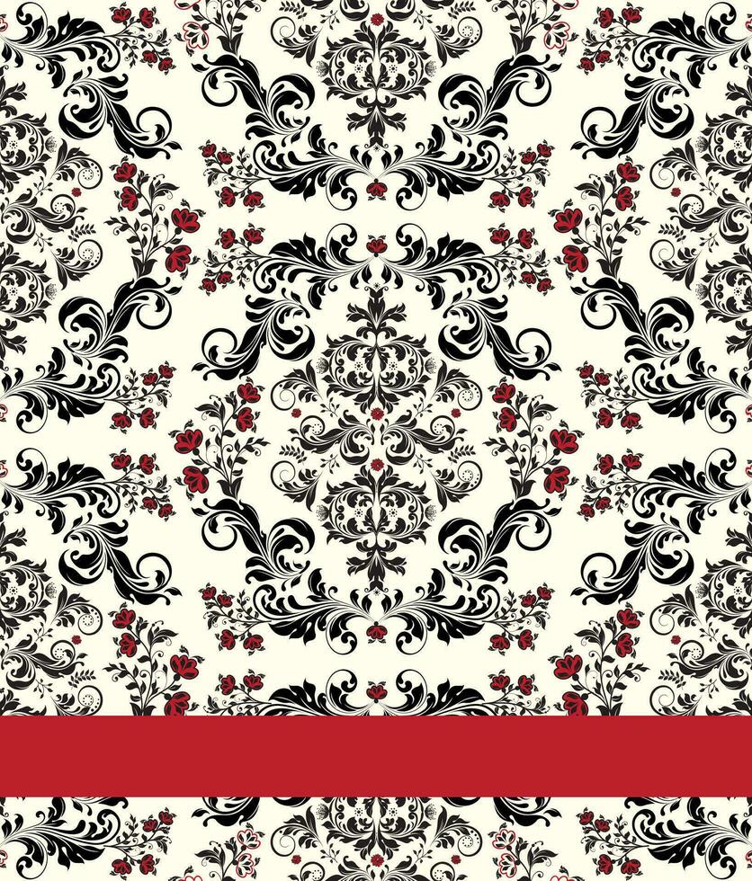 Vintage invitation card with ornate elegant abstract floral design vector