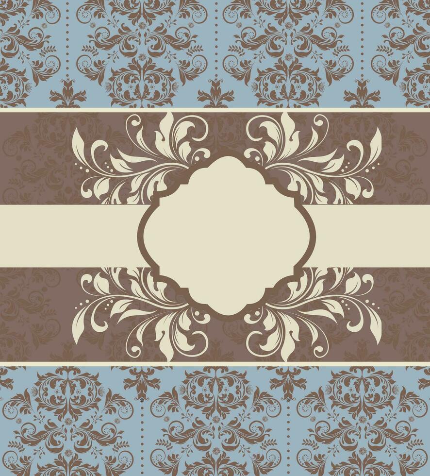 tarjeta de invitación vintage con diseño floral abstracto elegante adornado vector