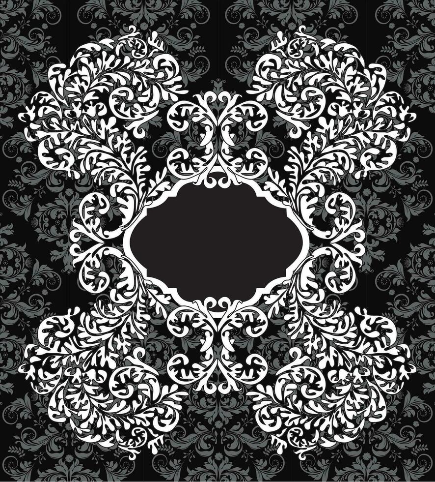 Vintage invitation card with ornate elegant abstract floral design vector