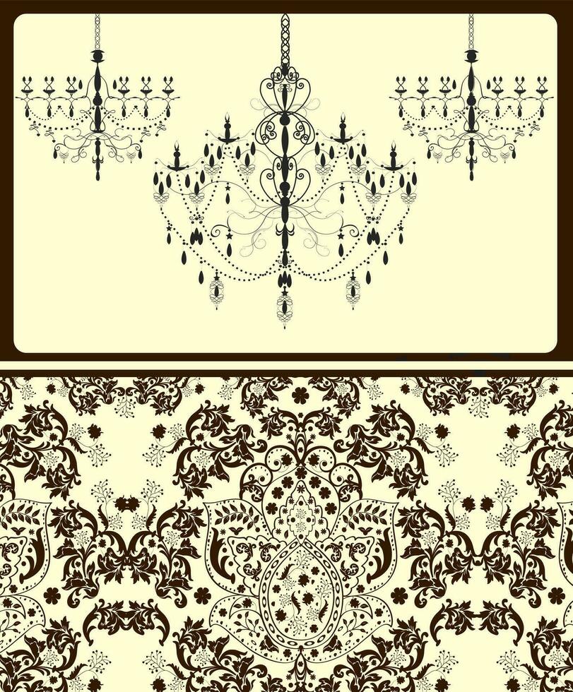 Vintage  invitation card with ornate elegant abstract floral design vector