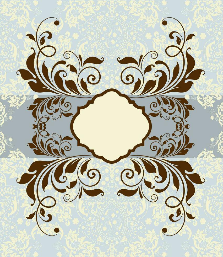 Vintage invitation card with ornate elegant abstract floral design vector