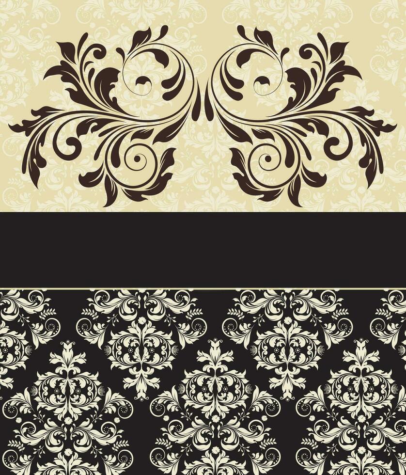 tarjeta de invitación vintage con diseño floral abstracto elegante adornado vector