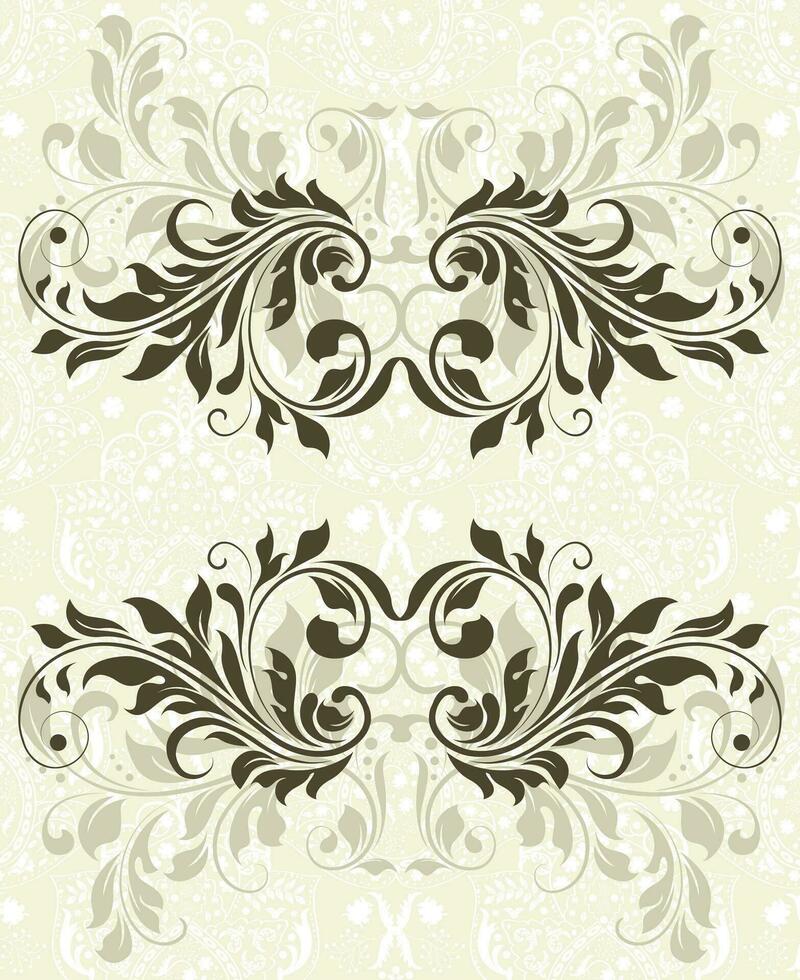Vintage invitation card with ornate elegant abstract floral design vector