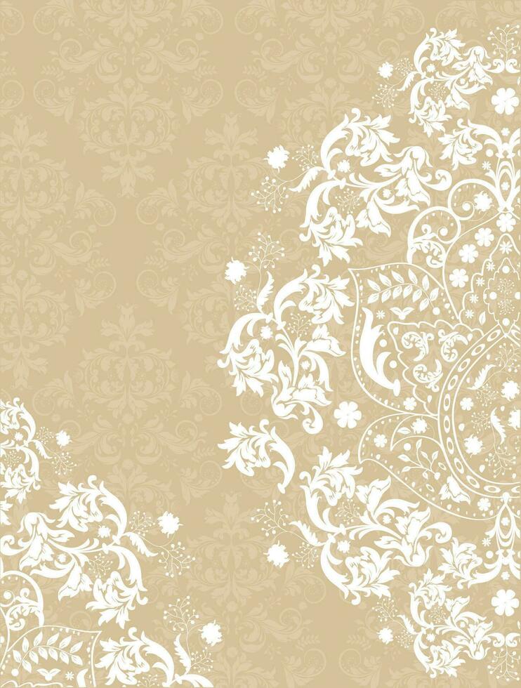 Vintage invitation card with ornate elegant abstract floral design vector