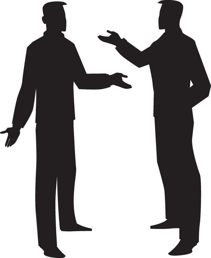 Silhouette of two men talking, illustration vector